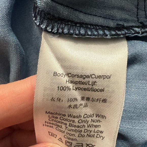 DKNY size large, chambray blue jumpsuit adjustable waist. Good condition. - Picture 3 of 6